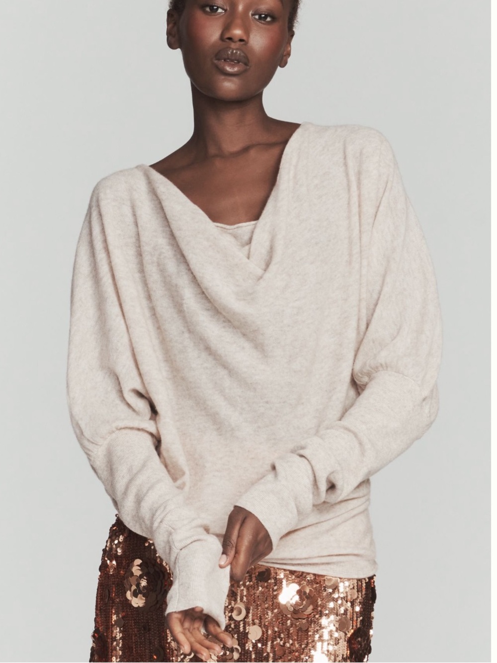 Anthropologie Maeve Cashmere Blend Cream Cowl Neck Sweater 🆕